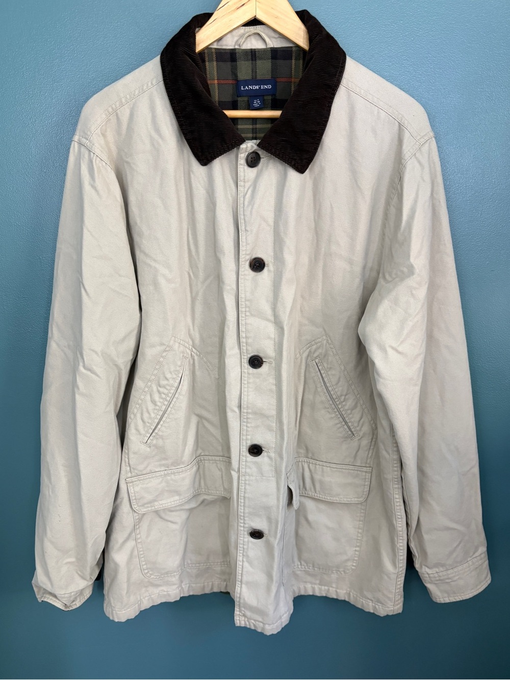 Lands' End Men's Beige Barn Chore Field Jacket Size XL/T 46-48